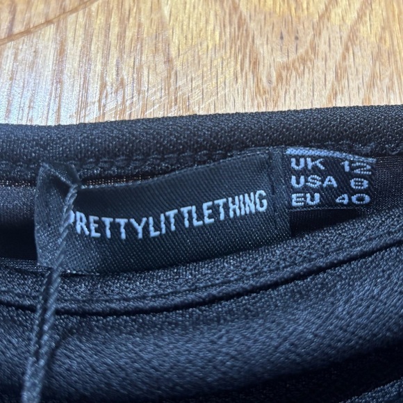 NWT PrettyLittleThing Black Bardot Bodycon Mini Dress Size 8 - Picture 6 of 8